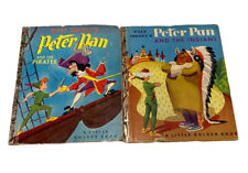 Lot Of 2 Walt Disney Peter Pan Little Golden Books D25 D26 Pirates Indians AS IS picture