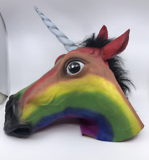 Magical Rainbow Unicorn Costume Mask Full Head Nice Condition picture