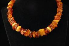 VINTAGE NATURAL BUTTERSCOTCH HONEY AMBER BEADS SILVER NECKLACE D90-12 picture