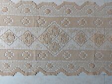 Antique Beautiful Handmade Italian FILET NET LACE Tablecoth Runner Unique Beige picture