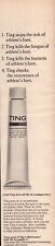 TING Athlete's Foot Medicine Kills Fungus Stops Itch Vintage Print Ad 1963 picture
