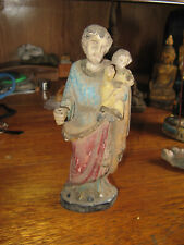 India Goa Hand Carved 18th-19th c wood Santos of St. Anthony with child RARE 6