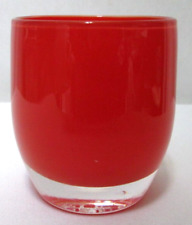 GlassyBaby handblown glass candle holder orange 3.7