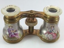 Antique 1891 French Paris Hand Painted Enamel Classical Lady Man Opera Glasses picture