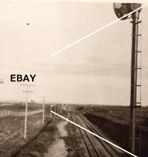 C 1918-1930 RPPC Postcard UFO In Sky Railroad Tracks AZO BW picture