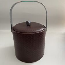 Vintage Georges Briard Signed Mid Century Ice Bucket Bar Ware Faux Leather Retro picture
