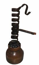 Courting Candle Antique Cast Iron Adjustable Spiral Candlestick Primitive Nice picture