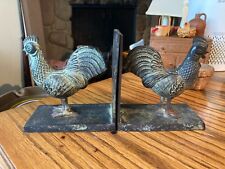 PAIR OF VERY NICE BRONZE STANDING ROOSTER BOOKENDS picture