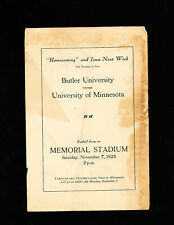 1925  11/7 Butler University vs University of Minnesota  Football Program bx31 picture