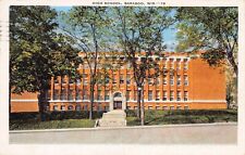 High School, Baraboo, Wisconsin, early postcard, used in 1940 picture