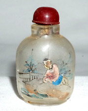 Vintage Chinese Reverse Painted Glass Snuff Bottle w. Figure in Landscape (LLA) picture