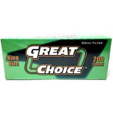 Great Choice Menthol King Size Cigarette Tubes - 200 Count - Green [5-Boxes] picture