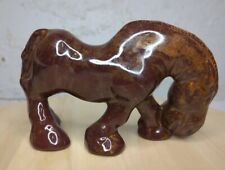 Vintage Swedish Pottery Horse Pony Glazed Figure Retro Brown Gold Tone 7
