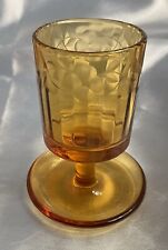 Vintage Amber Glass Ashtray Cigarette Holder with Engraving MCM picture