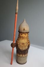 Carved Wood Russian hunter warrior figure with spear - painted folk art statue picture