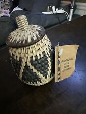Handwoven 5” African Zulu Lidded Herb Basket South Africa New With Tag picture