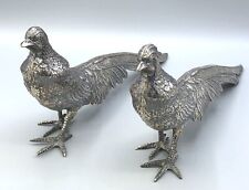 Pair of 830 fine silver Pheasant decorative Collectibles  12.5