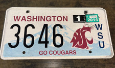 2014 Washington State University WSU License Plate- White Rear Plate picture