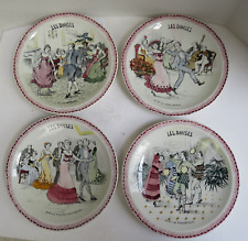French Antique Ceramic Talking Plate Montereau Les Danses #1 #9 #10 #11 Patineur picture