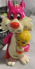 Vintage 1970s Sylvester Holding Tweety Warner Brothers Ceramic Coin Bank 8.5 in picture