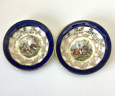 Vintage Miniature  Plates Courting Couple  3.5” Cobalt Blue ... picture