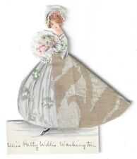 Diminutive Hand-Painted, Inscribed Figural Place Card From Washington's Heirs picture