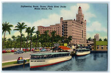 c1930s Sightseeing Boats Roney Plaza Hotel Docks Miami Beach FL Postcard picture