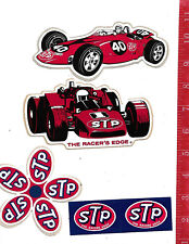 Vintage lot 5 old STP stickers Jones, Flower, Andretti, 2 small STP  picture
