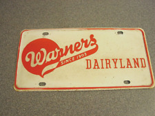 Very Rare Vintage Warner's Dairyland Dairy Steel License Plate Red Lion PA picture