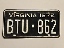 Virginia License Plate #BTU-862 - 1972 - Vintage - Decor - Man Cave picture