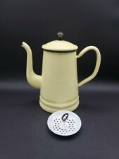 Vintage French Style Gooseneck Enamel Yellow Coffee Pot Pitcher Home Decor picture