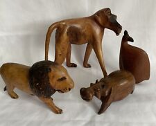 Hand Carved Jarcanda Wood African Animals Zimbabwe Lot of 4 picture