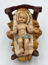 Vintage Antique Baby Jesus Infant in Manger Nativity Replacement Ceramic Handmad picture