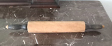 Vintage Wooden Rolling Pin with Black Handles picture