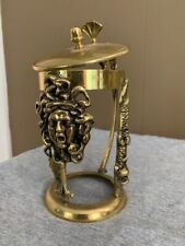 Vintage Solid Brass Tea Glass Holder With Lid Japan NO GLASS picture