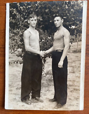 Handsome Guys, Handshake, Affectionate Gentle Men, Gay Int Vintage photo picture
