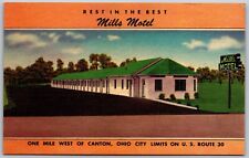 Vtg Massillon Ohio OH Mills Motel Near Canton 1930s Linen View Postcard picture