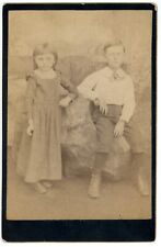 CIRCA 1880'S Named CABINET CARD Adorable Sister & Brother Manassas VA picture