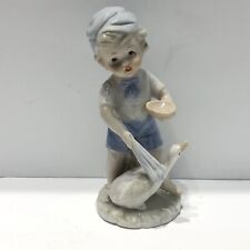 Royal Crown Porcelain Boy with Goose Figurine Cute Collectible Gift Near MINT picture