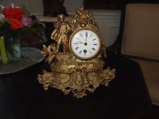 Antique Japy Freres Style Clock Cast Gold Gilt Tone Metal Figural for parts picture