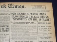 1923 SEP 8 NEW YORK TIMES - TOKIO ISOLATED IN FIGHTING FAMINE - NT 9352 picture