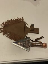 Knife with Native American Etchings Comes with Fringed Leather Sheath picture
