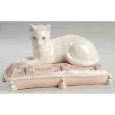 NEW SEALED Lenox Serena White Cat 2pc Sculpture Figurine Pink Pillow 24kt w/ COA picture