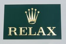 RELAX brass engraved plaque, sign, badge for watch 115 x 74mm. (Not ROLEX)   picture