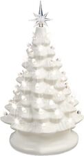 Ceramic Lighted Christmas Tree, Large White Tabletop Tree/Clear Lights - 15.5