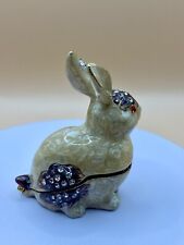 Rabbit Trinket Box, hinged, jeweled, enameled  Heavy - With Crystals picture
