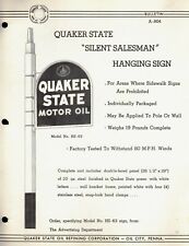 Vintage 1967-1969 QUAKER STATE SILENT SALESMAN Hanging Sign HS-63 Jobbers SHEET picture