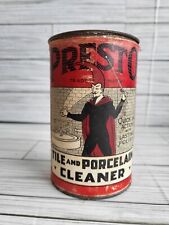 Antique Presto Tile and Porcelain Cleanser Tin Soap Advertising Full Tin picture