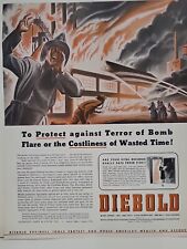1942 Diebold Safe & Lock Fortune WW2 Print Ad Q2 Fire Firefighters Bomb War Hose picture