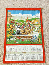 Vtg German Cloth 1988 Calendar Wall Hanging Country and Mountain Decor picture